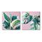 Stupell Industries Pink Cropped Tropical Plant Leaves Wall Accent Set
